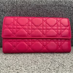 Dior Cannage Hot Pink Wallet on Chain